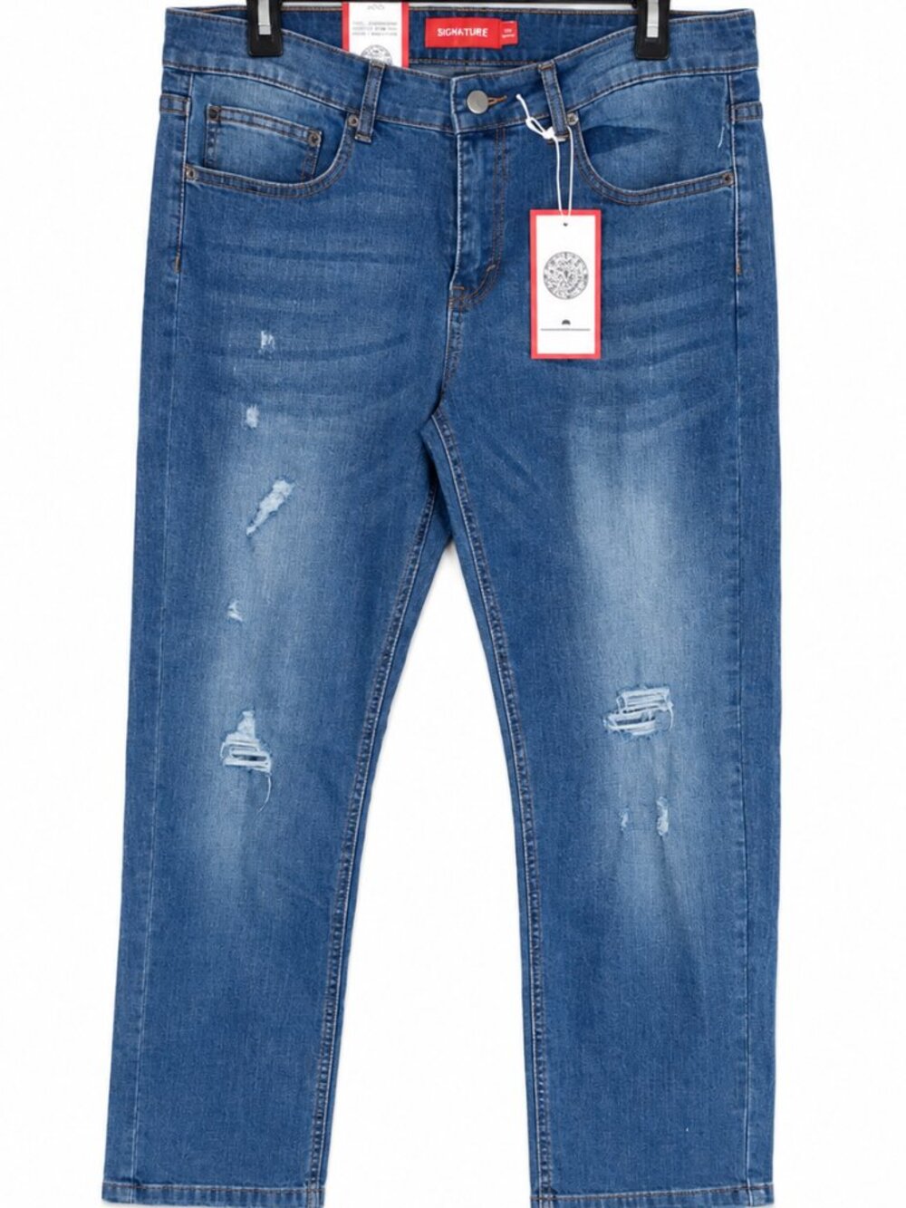 Size 33 x 30 RING OF FIRE men's distressed blue jeans "Slim Fit" Campus College